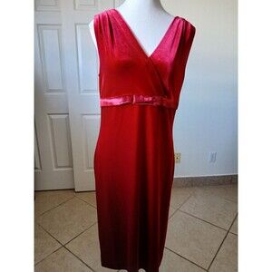 Amanda Lane Red Velvet Dress Size 12 Vintage Vneck Sleeveless 90's Y2K